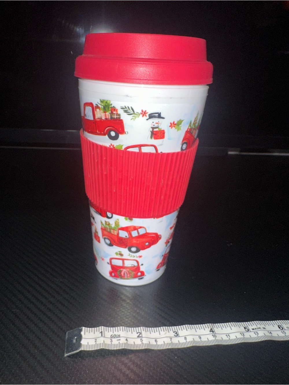 Red Truck Holiday Reusable Travel Mug with Grip